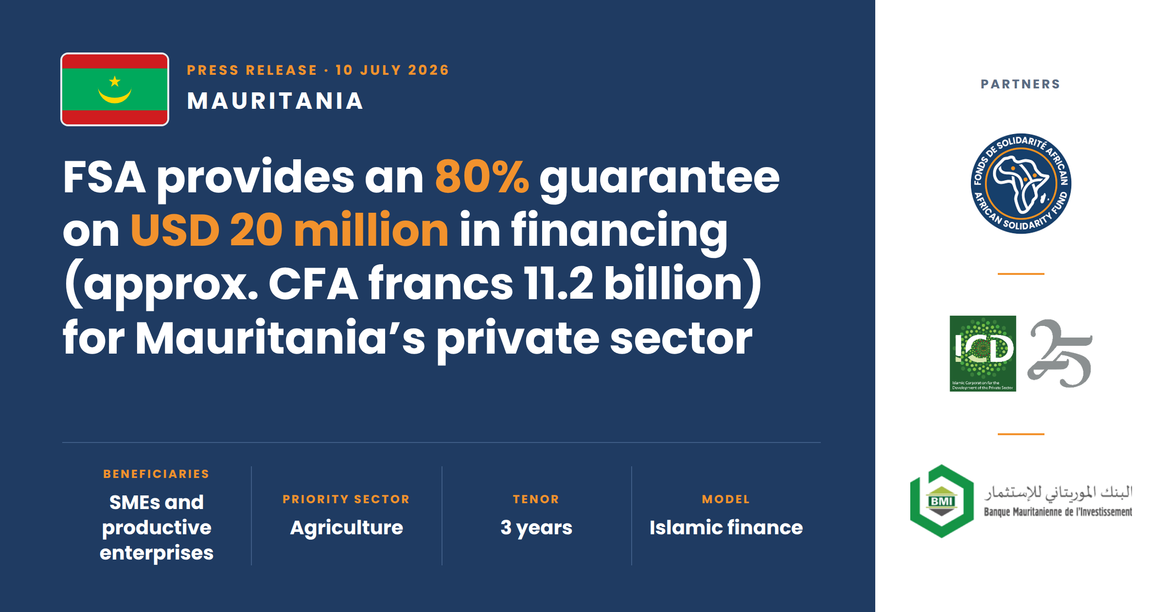 Le FSA facilite la mobilisation de 20 millions USD...